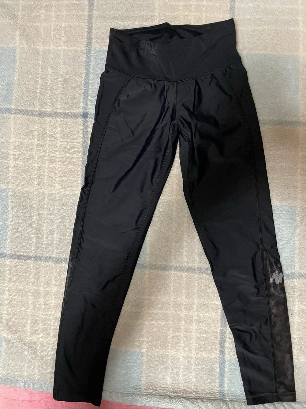 High-Rise Black Active Leggings with Mesh Panels